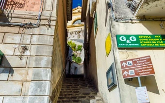Steps to Santa Maria a Mare Church and start of the Path of Lemons, Maiori, Amalfi Coast, Italy