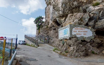 Start of the Path of the Gods in Agerola, Hiking trail, Amalfi Coast, Italy