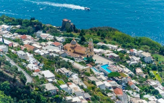 View of the Church of San Gennaro from the Path of the Gods, Praiano, Amalfi Coast, Italy
