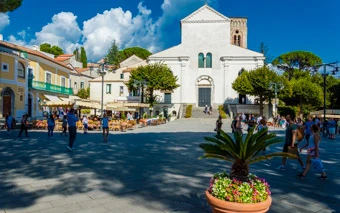 Cathedral of Saint Pantaleon and the main square of the town, Ravello, Amalfi Coast, Italy