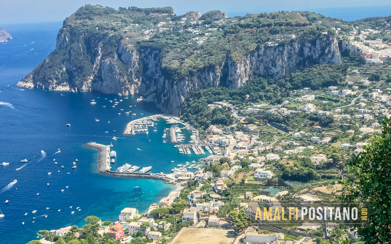 Capri Island - Panoramic view of Marina Grande from Villa San Michele