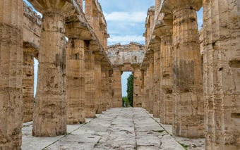Inside the Temple of Hera II, Paestum, Italy