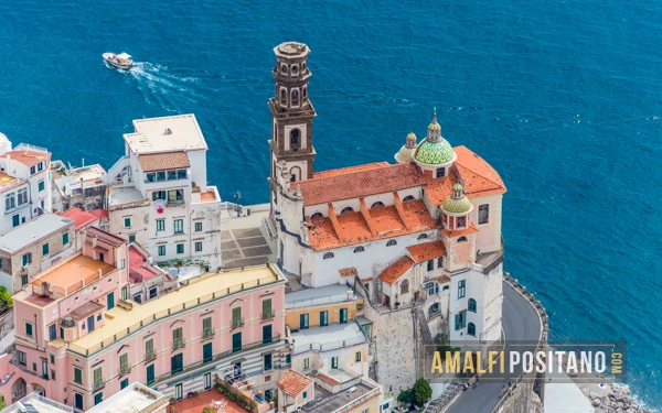 View of Atrani and its main church, Saint Mary Magdalene, Italy